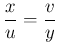 $ \dfrac{x}{u}=\dfrac{v}{y}$