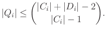 $\displaystyle \vert Q_i\vert\le\binom{\vert C_i\vert+\vert D_i\vert-2}{\vert C_i\vert-1}.$