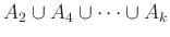 $ A_2\cup A_4\cup\cdots\cup A_k$