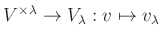 $ V^{\times \lambda} \to V_{\lambda}:v \mapsto v_{\lambda}$