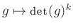 $ g \mapsto \hbox{det} (g)^k$