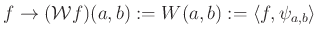 $ f\to (\mathcal Wf)(a,b):=W(a,b):=\langle f,\psi_{a,b}\rangle$