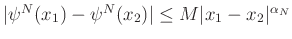 $ \vert\psi^N(x_1)-\psi^N(x_2)\vert\le M\vert x_1-x_2\vert^{\alpha_N}$