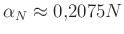 $ \alpha_N\approx 0{,}2075 N$