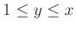 $ 1\le y\le x$