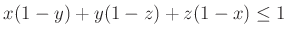 $ x(1-y)+y(1-z)+z(1-x) \le 1$