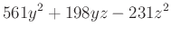 $\displaystyle 561y^2+198yz -231z^2$