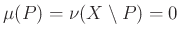 $ \mu(P)=\nu(X\setminus P)=0$