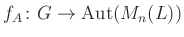 $ f_A\colon G\to \operatorname{Aut}(M_n(L))$