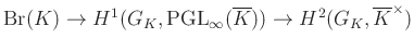 $ \operatorname{Br}(K)\to H^1(G_K,\operatorname{PGL}_\infty(\overline{K}))\to H^2(G_K,\overline{K}^\times)$
