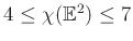 $ 4\leq \chi(\mathbb{E}^2)\leq 7$