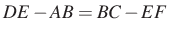 $ DE-AB=BC-EF$