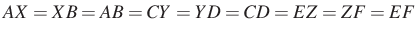 $ AX=XB=AB=CY=YD=CD=EZ=ZF=EF$
