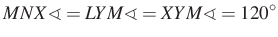 $ MNX\sphericalangle=LYM\sphericalangle=XYM\sphericalangle=120^\circ$