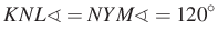 $ KNL\sphericalangle=NYM\sphericalangle=120^\circ$