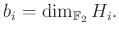 $\displaystyle b_i = \dim_{\mathbb{F}_2}H_i.$