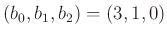 $ (b_0,b_1,b_2) = (3,1,0)$