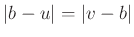 $ \vert b-u\vert=\vert v-b\vert$