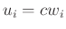 $ u_i=cw_i$