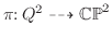 $\pi \colon Q^2 \dashrightarrow {\mathbb{CP}}^2$