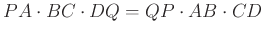$ PA\cdot BC\cdot DQ=QP\cdot AB\cdot CD$