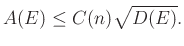 $\displaystyle A(E)\leq C(n)\sqrt{D(E)}.
$