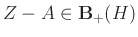 $ Z-A\in\mathbf{B}_+(H)$