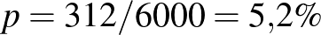 $p=312/6000=5{,}2\%$