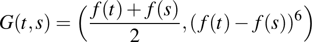 $\displaystyle G(t,s)=\Big( \frac{f(t)+f(s)}{2}, (f(t)-f(s))^6 \Big)
$
