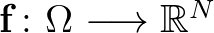 $\mathbf{f}\colon \Omega\longrightarrow\mathbb{R}^N$