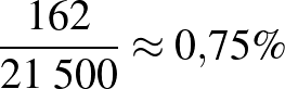 $\frac{162}{21\;500}\approx 0{,}75\%$