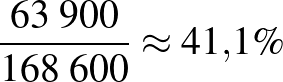 $\frac{63\;900}{168\;600}\approx 41{,}1\%$