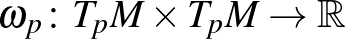 $\displaystyle \omega_p\colon T_pM\times T_pM\to\mathbb{R}
$