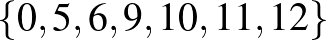$\{0,5,6,9,10,11,12\}$