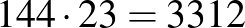 $144\cdot 23=3312$