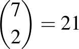$\binom{7}{2}=21$
