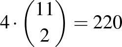 $4\cdot \binom{11}{2}=220$