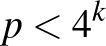 $p<4^{k}$